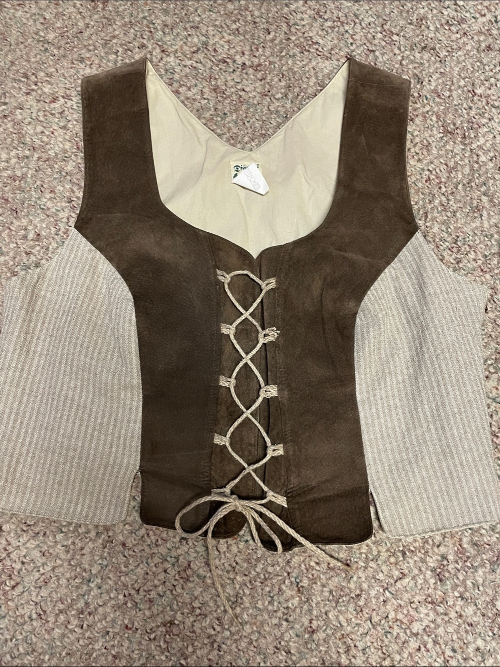 Vintage Suede German Lace-front zip side Vest- amazing !